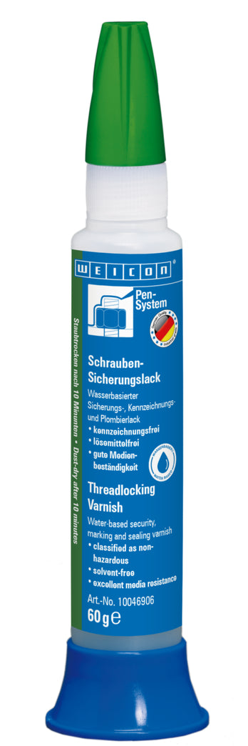WEICON Threadlocking Varnish Czerwony -Plomba - lakier zabezpieczający do gwintów – zielony, 60g